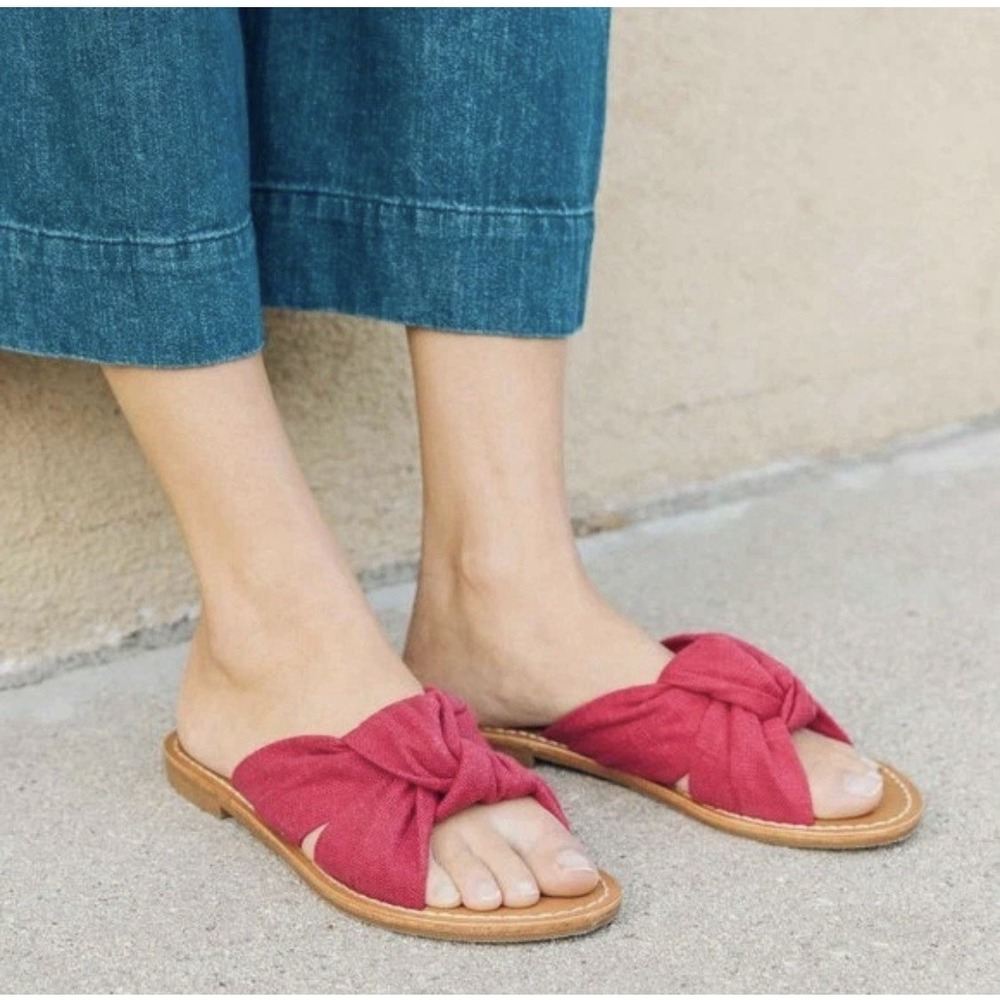 NEW Soludos Women's Hot Pink Knotted Slide Sandal Flat‎ Size 9 Fuschia Shoes